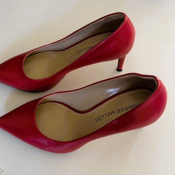 Tamara Mellon Red Leather Rebel 75 pumps sz 6.5 made in Italy - Picture 4 of 7